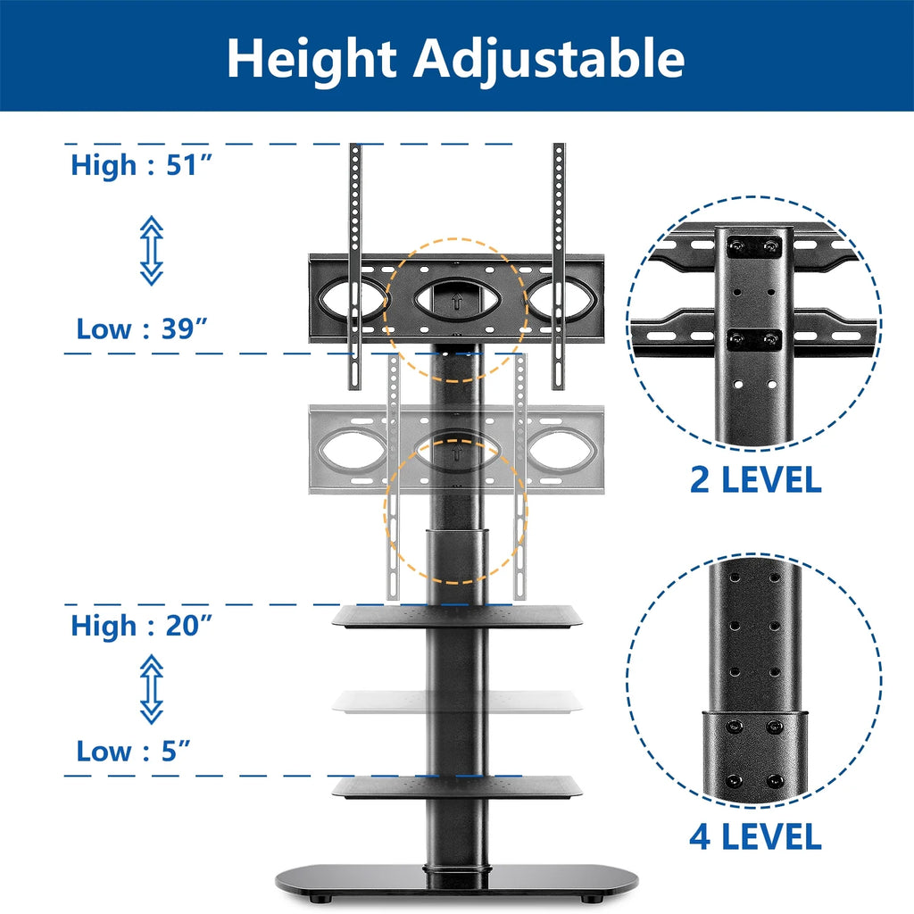 Black Metal Floor TV Stand up to 65 inch B554797
