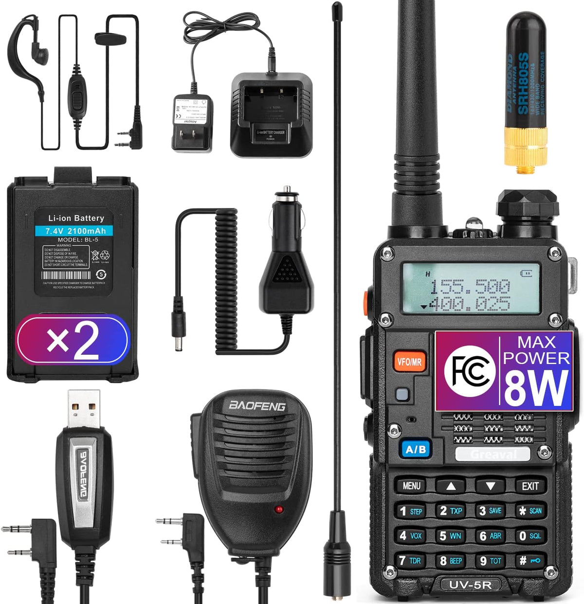 Dual Band 2-Way Radio with 2 Rechargeable Battery Handheld Walkie Talkies Set N592