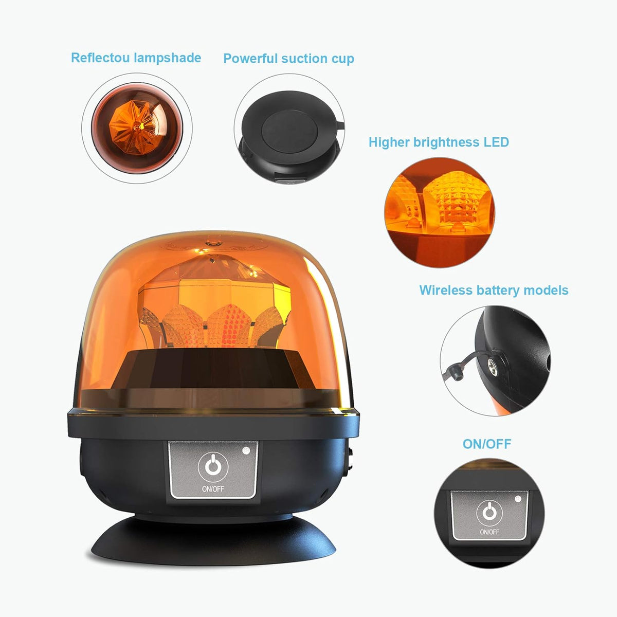 Magnetic Rechargeable Amber Warning Strobe Lights X3435