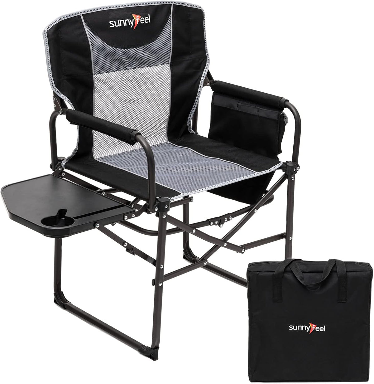 Oversized Heavy Duty Folding Camping Chair with Side Table P363568