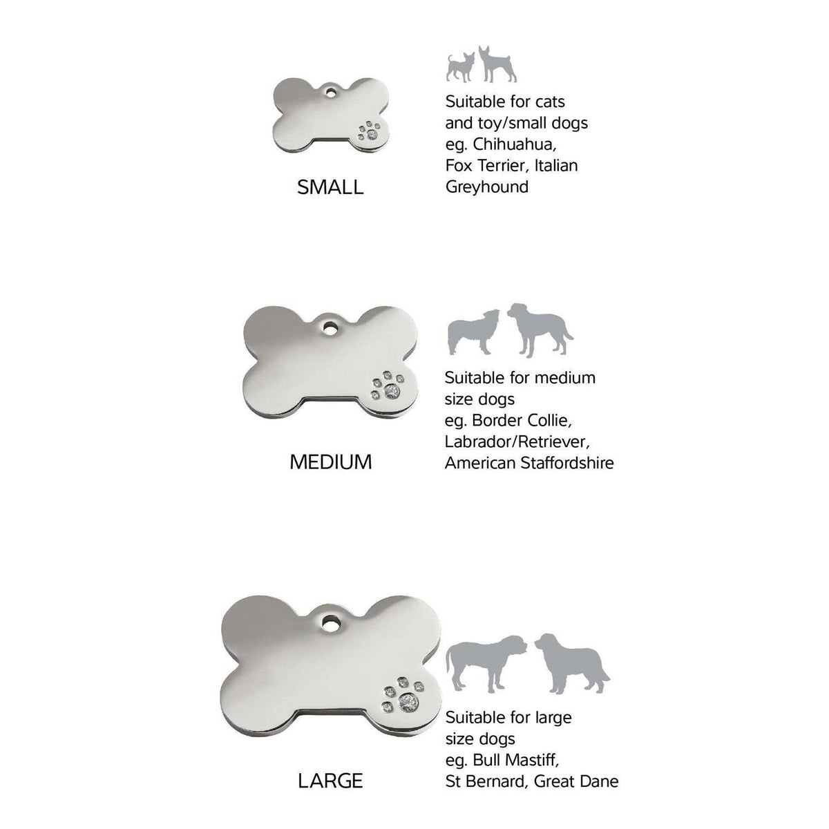 Diamante Pet ID Tag Bone P5309