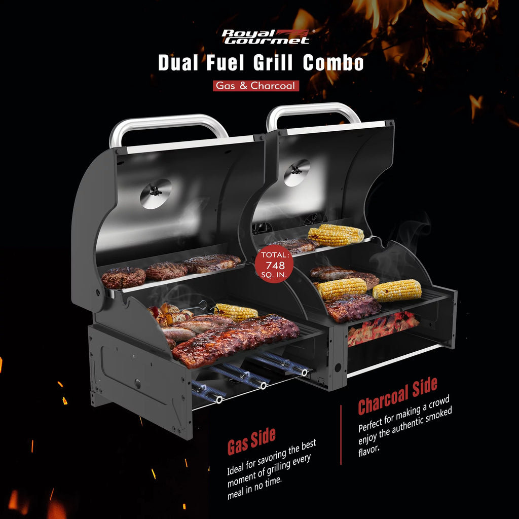 3-Burner Dual Fuel Gas and Charcoal Grill Combo S922