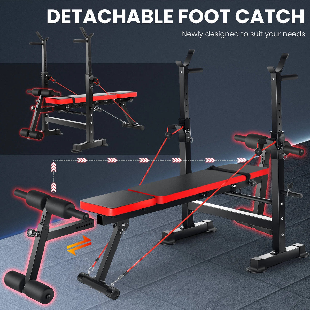 Adjustable Weight Bench Set with Barbell Rack R48816