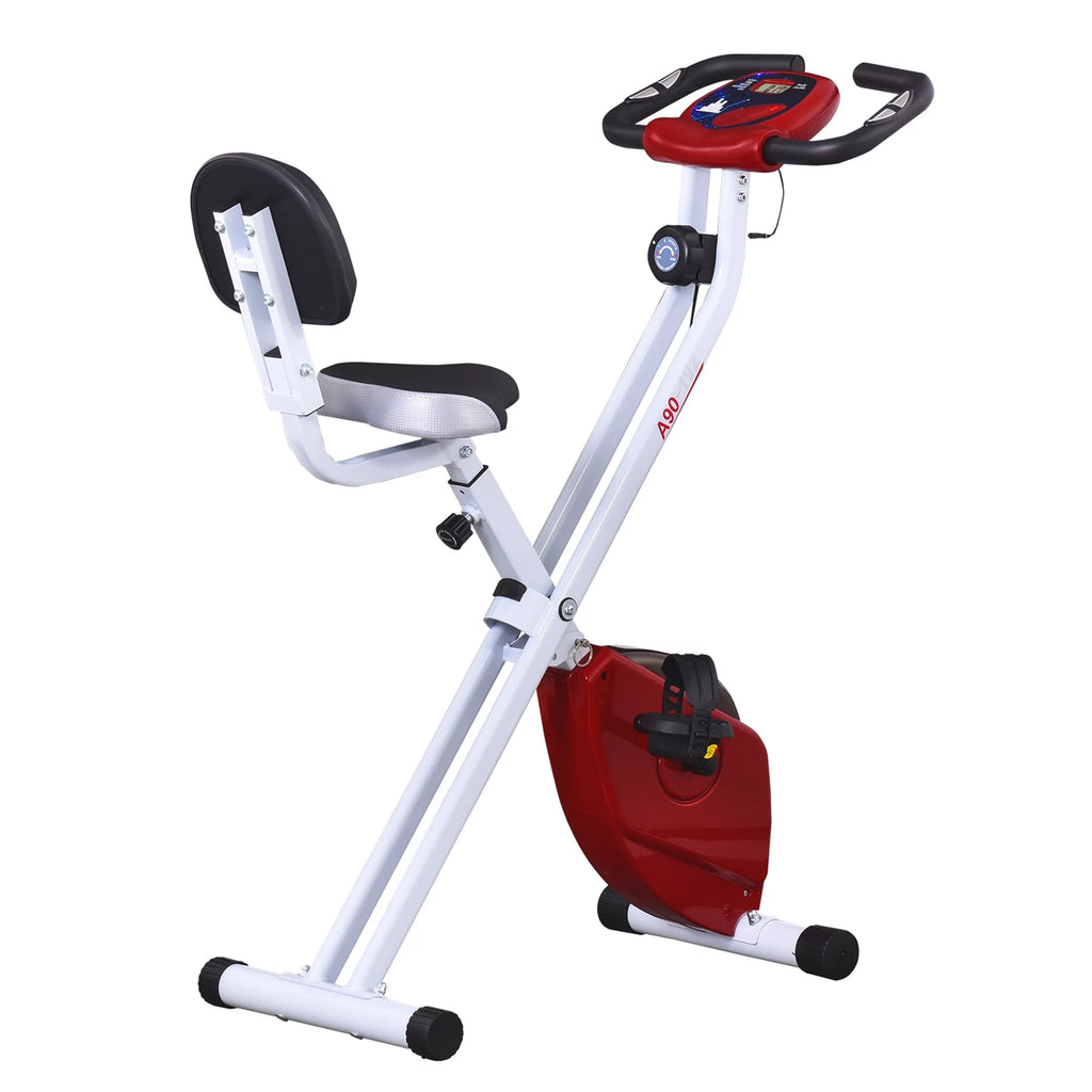Folding Upright Stationary Exercise Bike with 8 Levels of Magnetic Resistance U7708