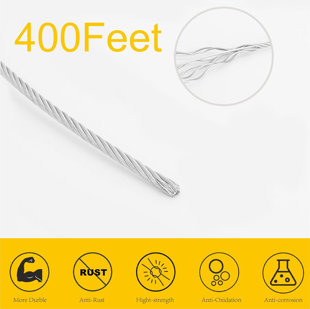 T316 Stainless Steel Wire Rope Cable 1/8 7x7 100Feet Q869323