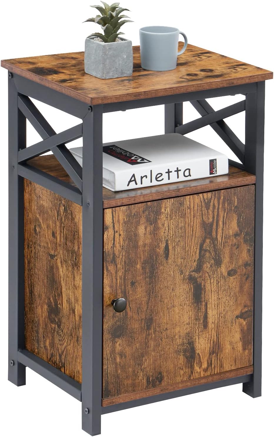 Rustic Brown Storage Cabinet and Drawer Nightstand U528893