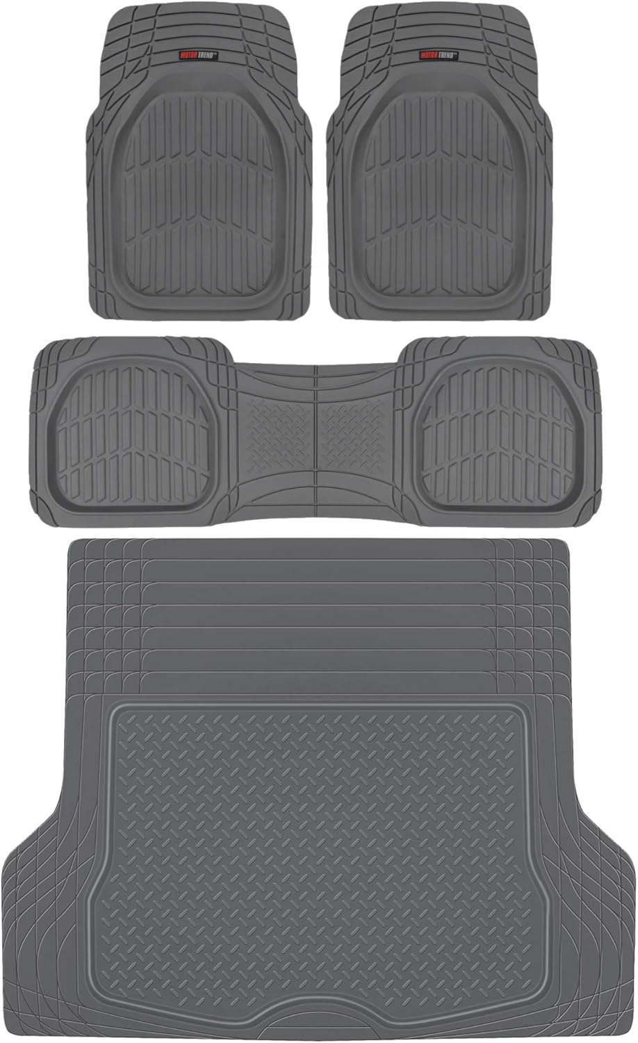 Rubber Car Floor Mats with Trunk Mat Cargo Liner, Front & Rear Combo Set X4962