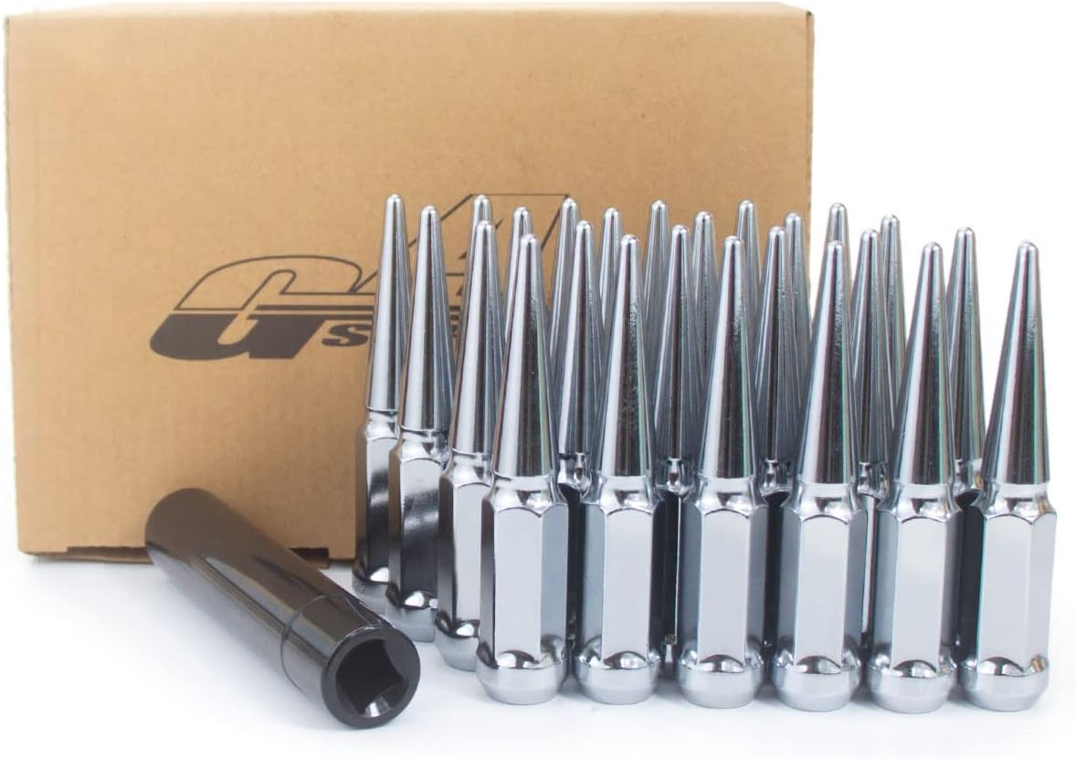 14x1.5 Black Spiked Lug Nuts 24pcs I74913