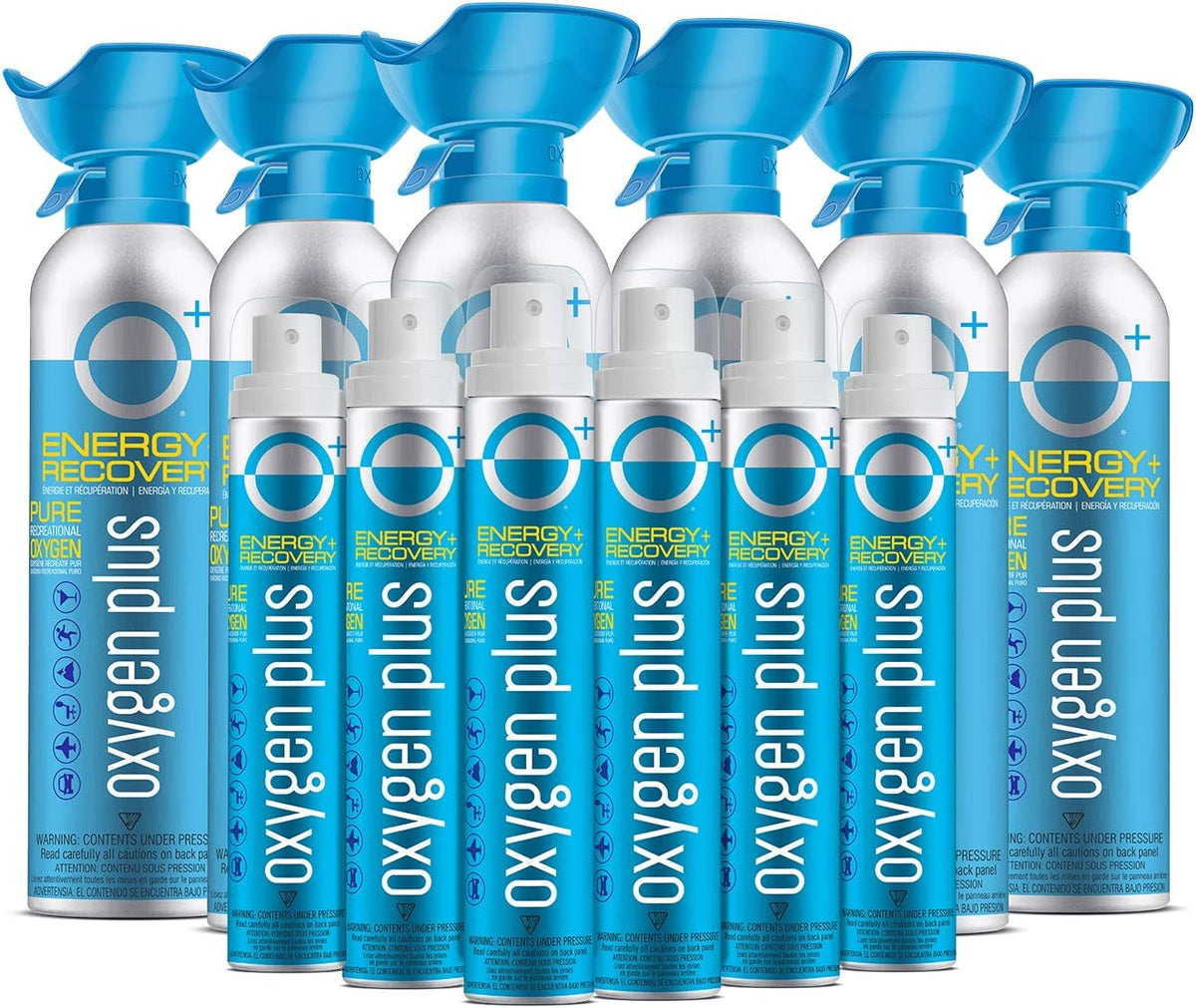 99.5% Pure Recreational Oxygen Cans 3 Biggi and 3 Skinni Canisters X91390