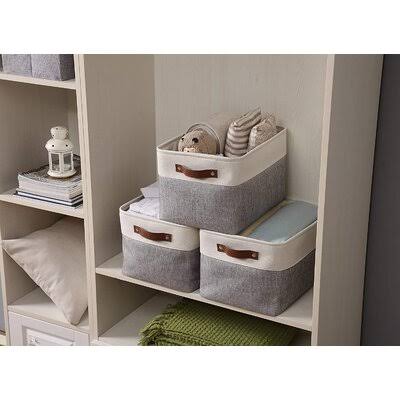 Foldable Cationic Fabric Storage Bin with Handles M73680
