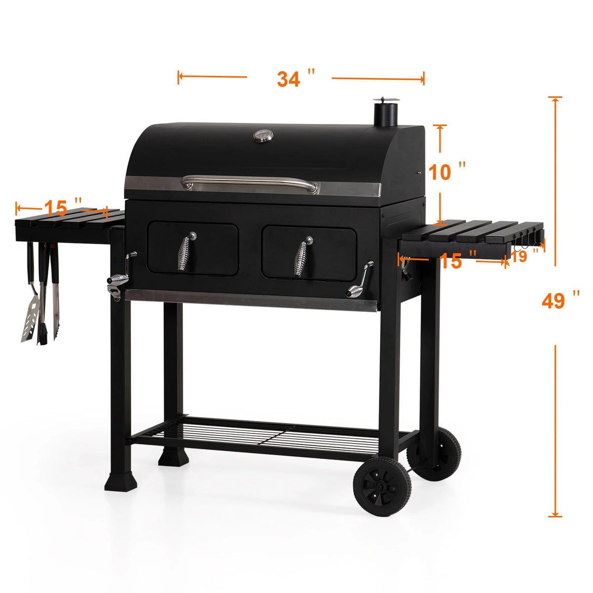 34-inch Portable Charcoal BBQ Grill D218
