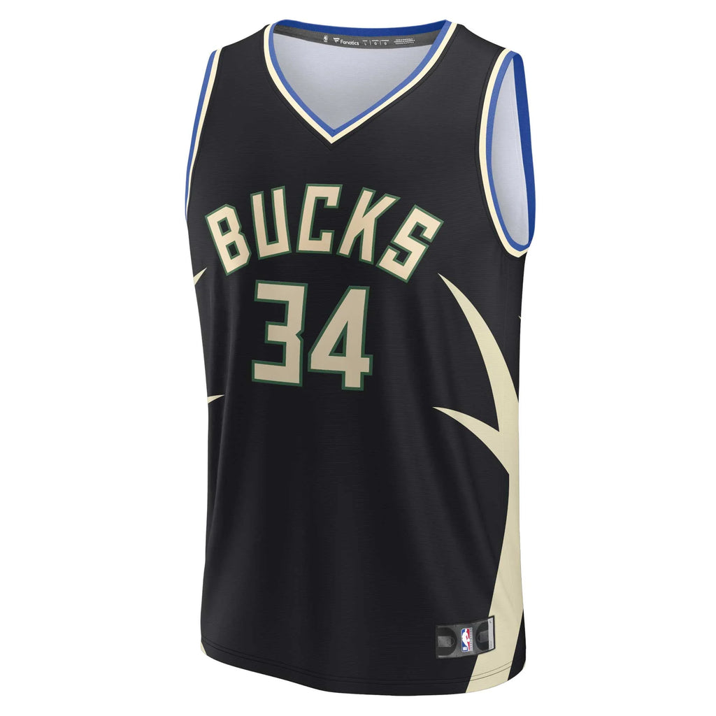 Men's Black Milwaukee Bucks Replica Player Jersey E335
