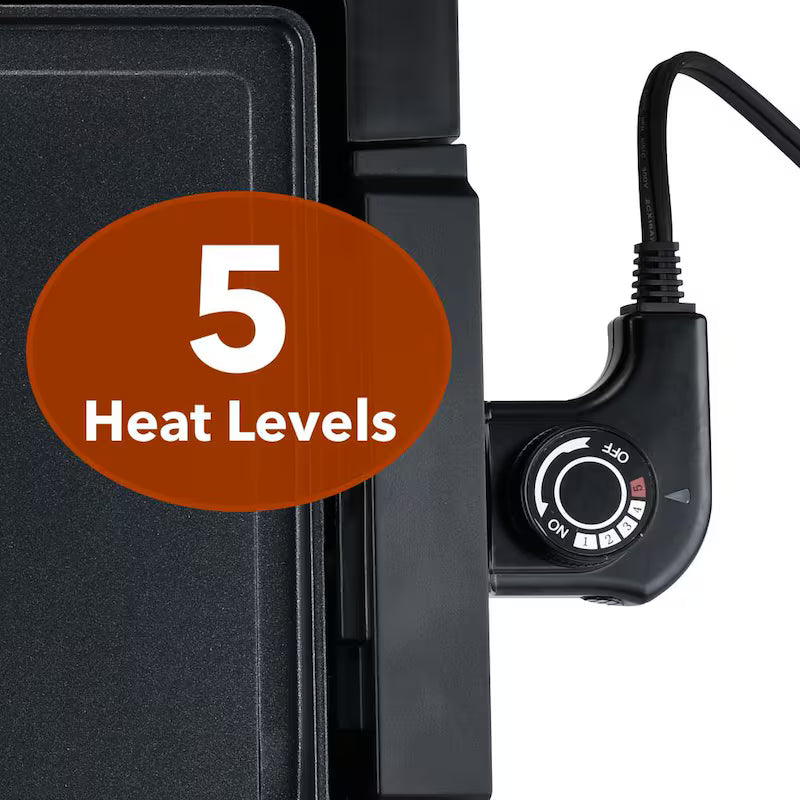 2-in-1 Electric Grill Griddle Combo, 5 Heat Levels, Nonstick Cooking Plate, Black M16922