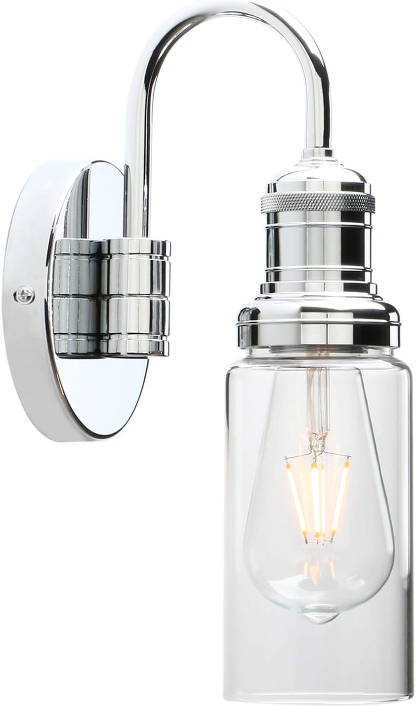 Vintage Gooseneck Wall Sconce with Clear Glass Shade Q10139