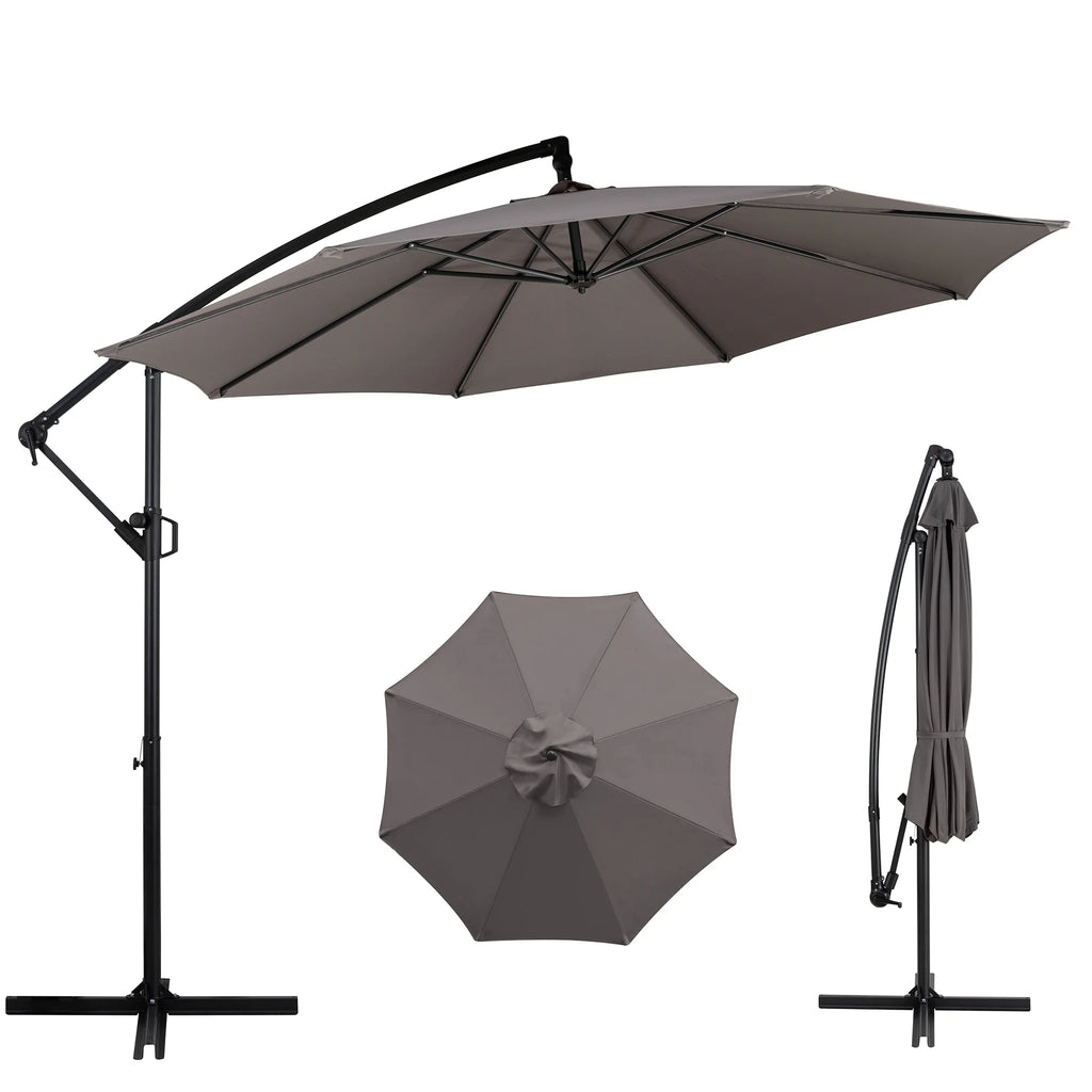 Dark Gray Offset Cantilever Umbrella with Cross Base S8111