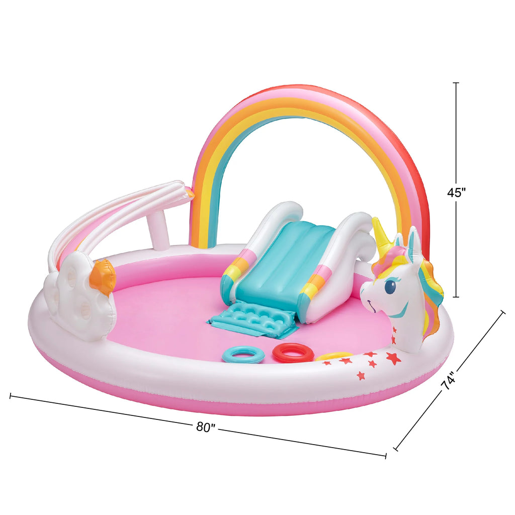 Rainbow Unicorn Kids Splash Pool with Sprinkler W945151