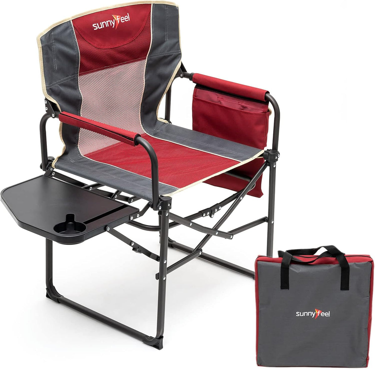 Oversized Heavy Duty Folding Camping Chair with Side Table P363568