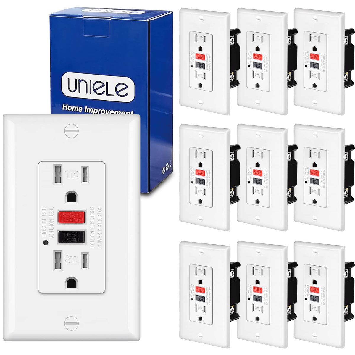 10 Pack 15 Amp Tamper-Resistant GFCI Outlet N30719
