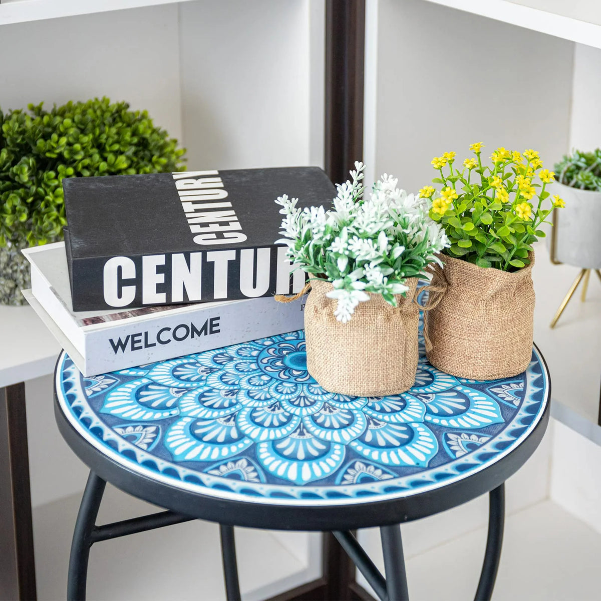 Outdoor Mosaic Glass Metal Side Table I328978