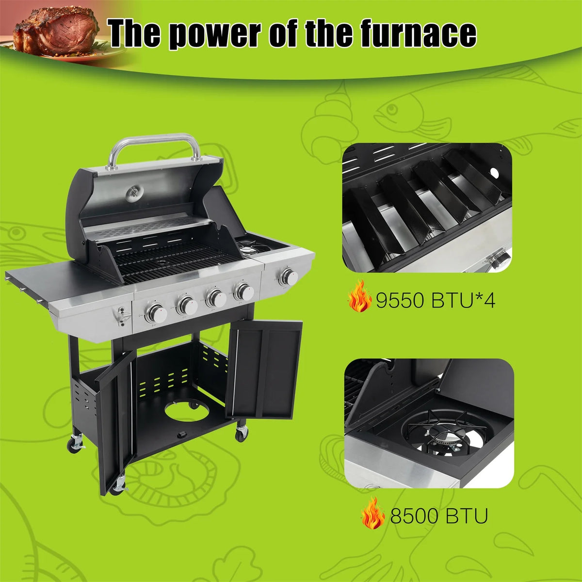 4-Burner Propane Gas Grill Stainless Steel Y8526
