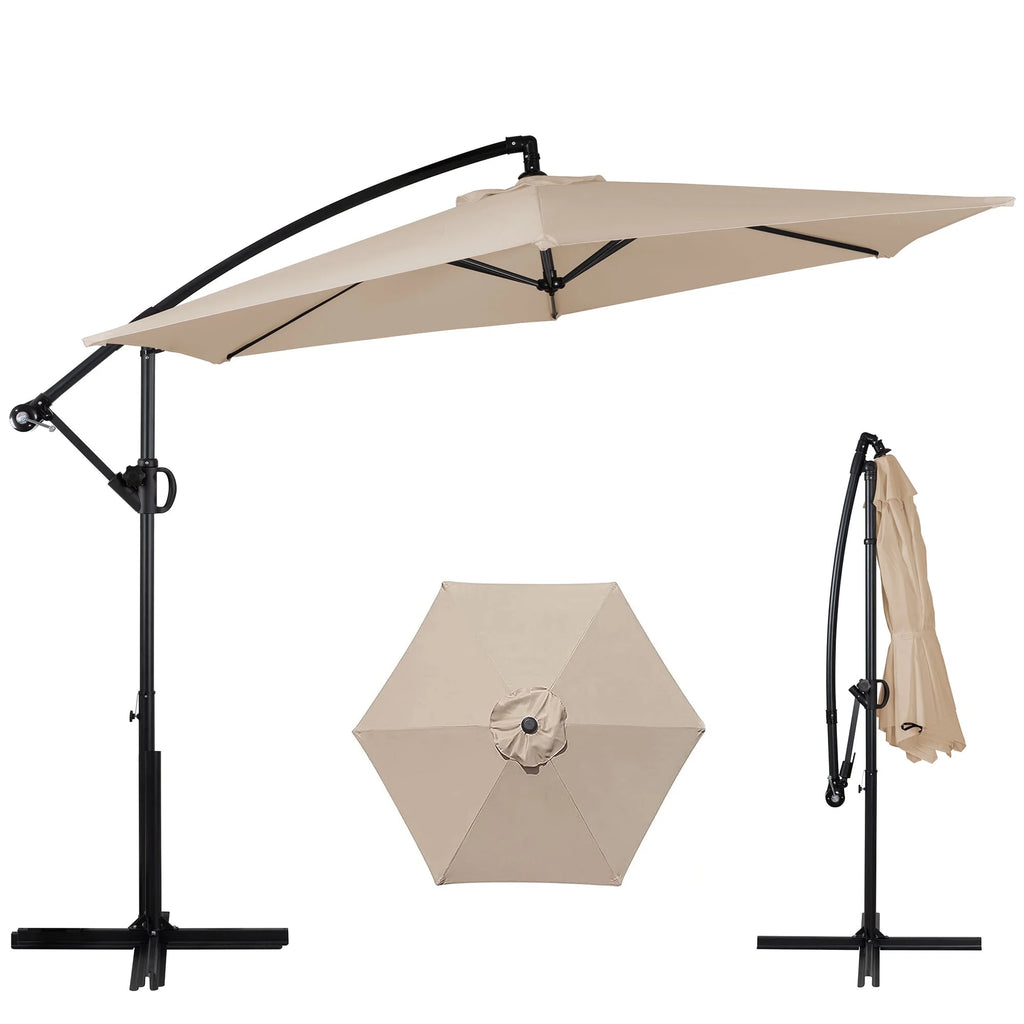 Dark Gray Offset Cantilever Umbrella with Cross Base S8111