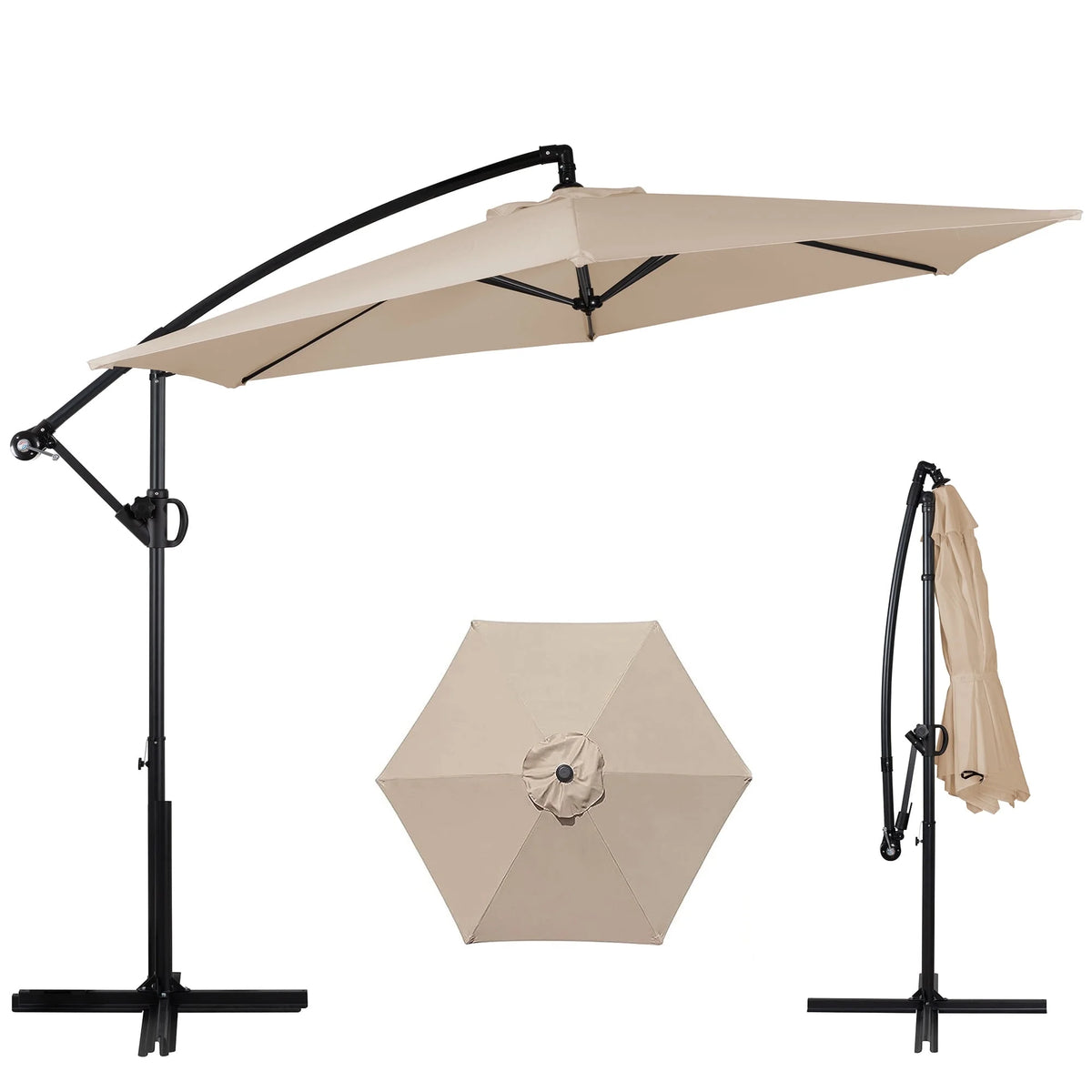 Dark Gray Offset Cantilever Umbrella with Cross Base S8111