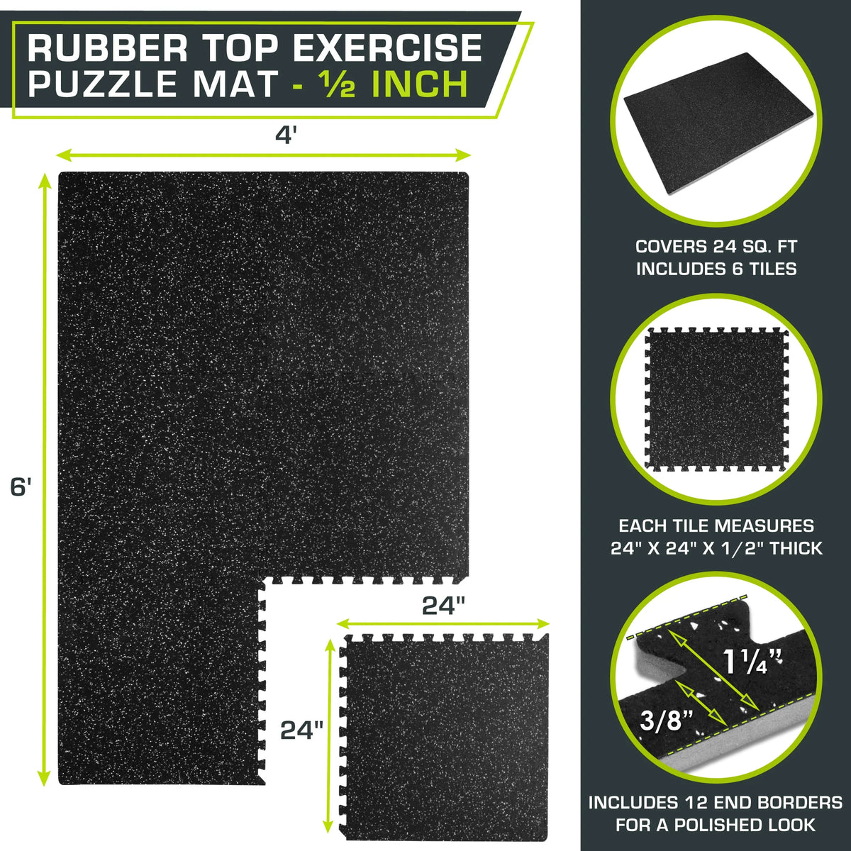 Blue 3/4-in Exercise Puzzle Mat 6 Tiles M83296