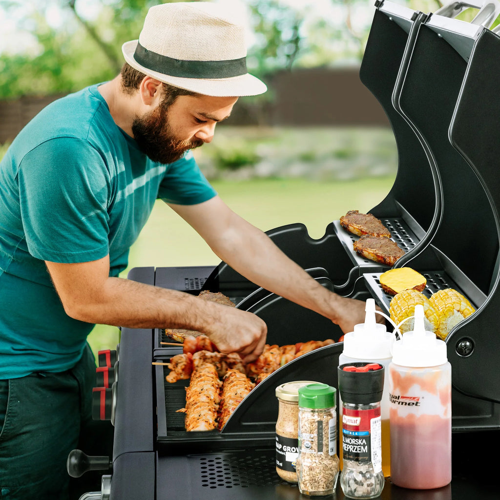 3-Burner Dual Fuel Gas and Charcoal Grill Combo S922