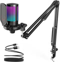 USB Gaming Microphone Kit with Mute Button, Volume Gain, RGB, Arm Stand E5326