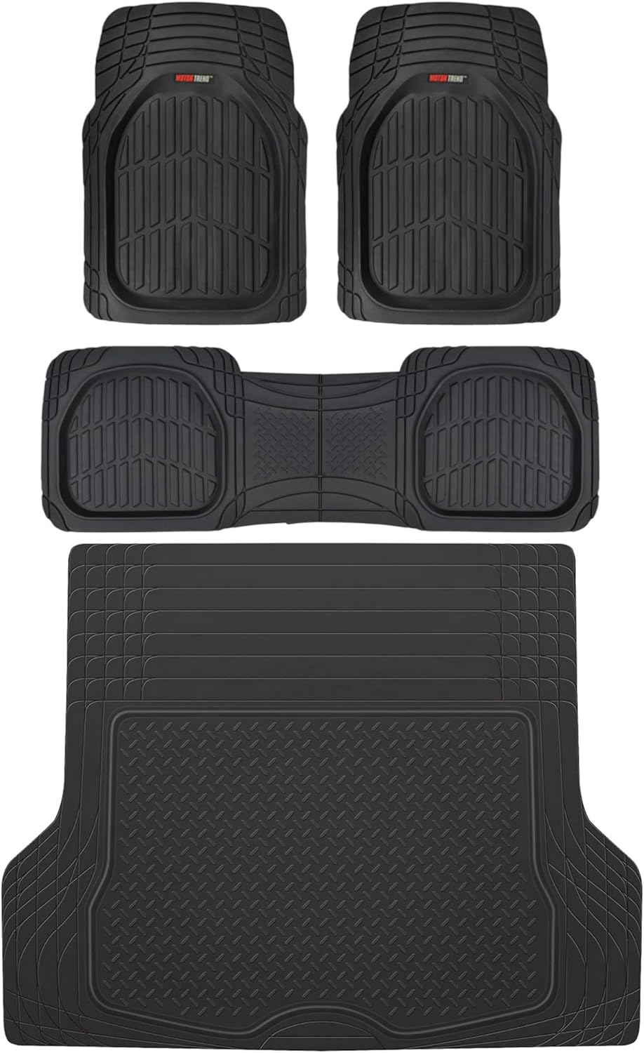 Rubber Car Floor Mats with Trunk Mat Cargo Liner, Front & Rear Combo Set X4962