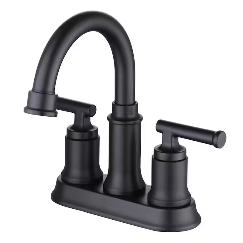 4 in. Centerset 2-Handle High-Arc Bathroom Faucet in Matte Black O13782