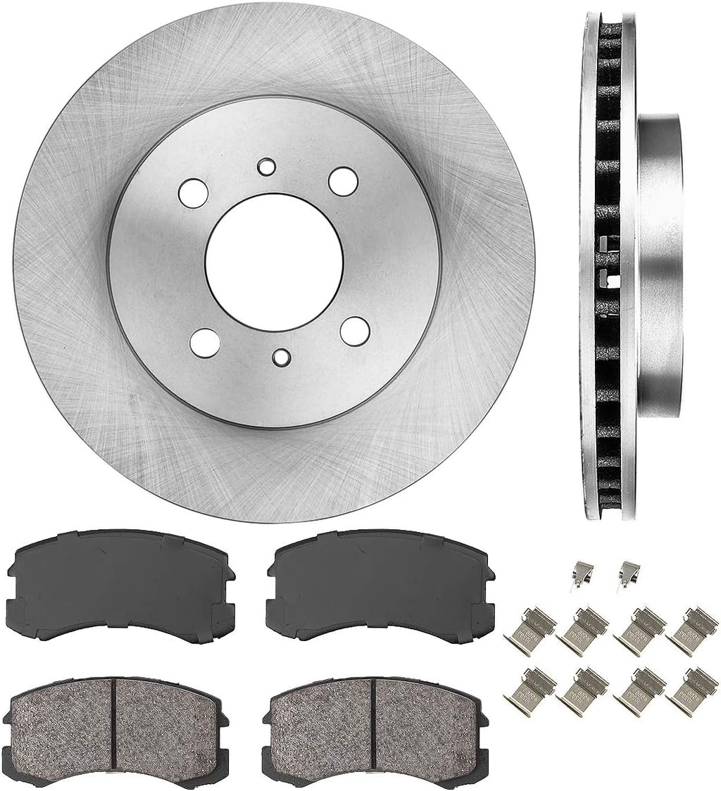 256 mm 4 Lug Brake Disc Rotors + Ceramic Brake Pads + Hardware Z702868