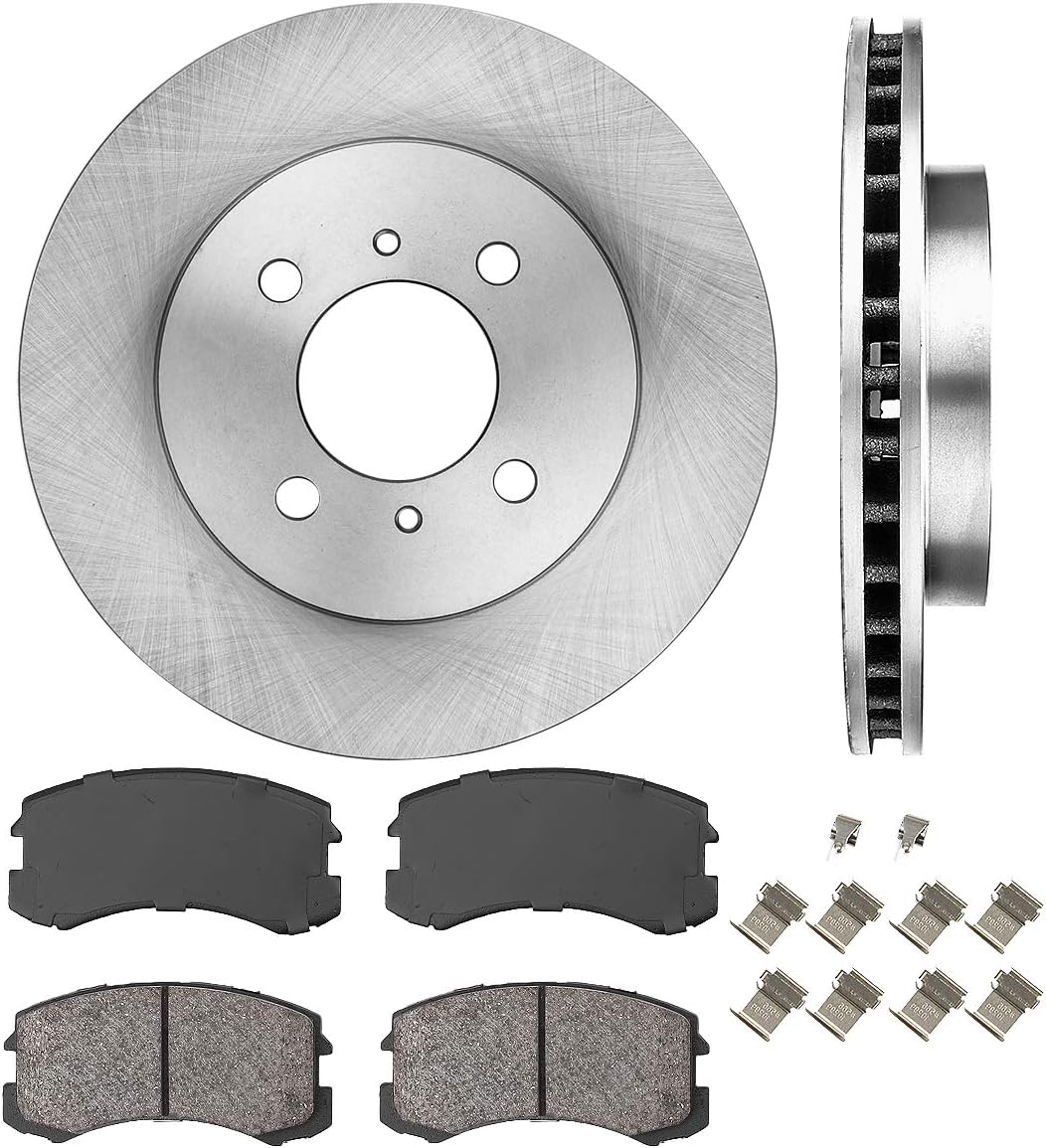 256 mm 4 Lug Brake Disc Rotors + Ceramic Brake Pads + Hardware Z702868
