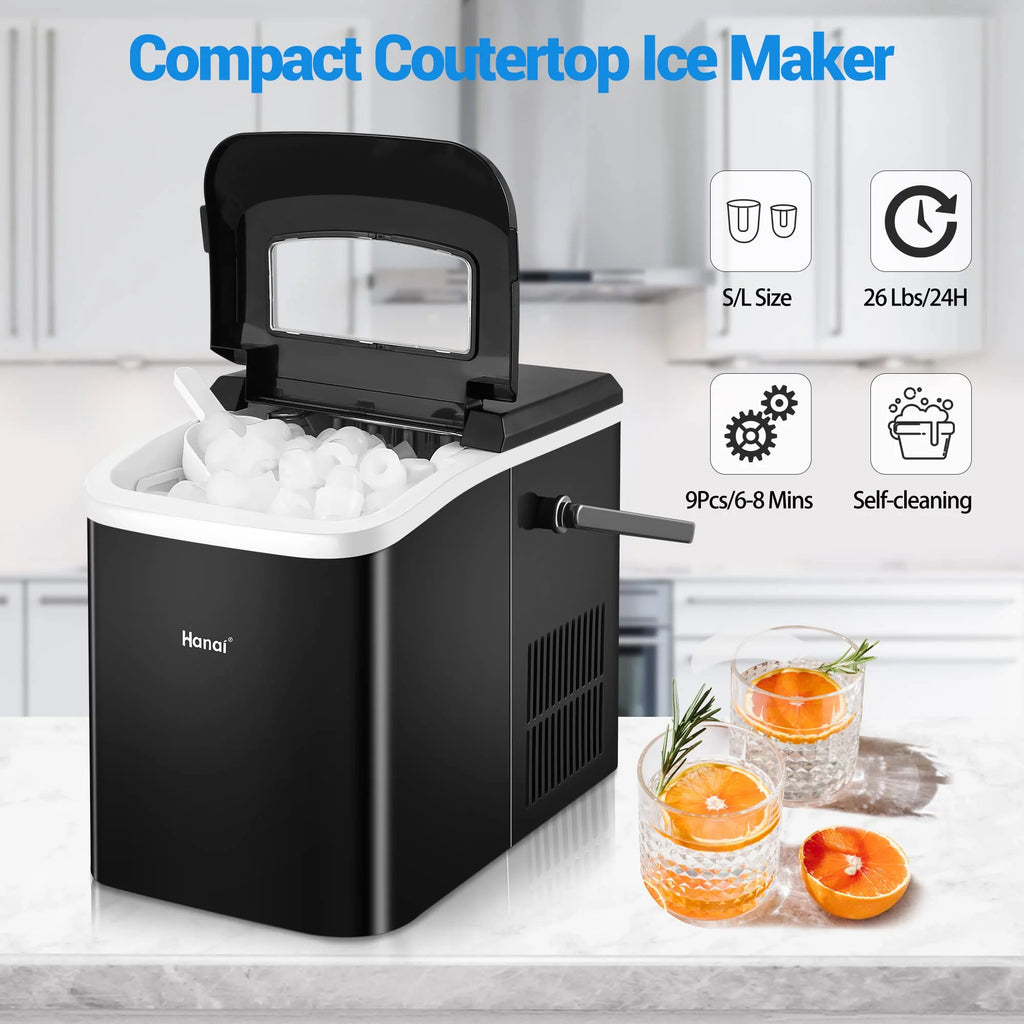 Black Portable Compact Countertop Ice Maker G12211