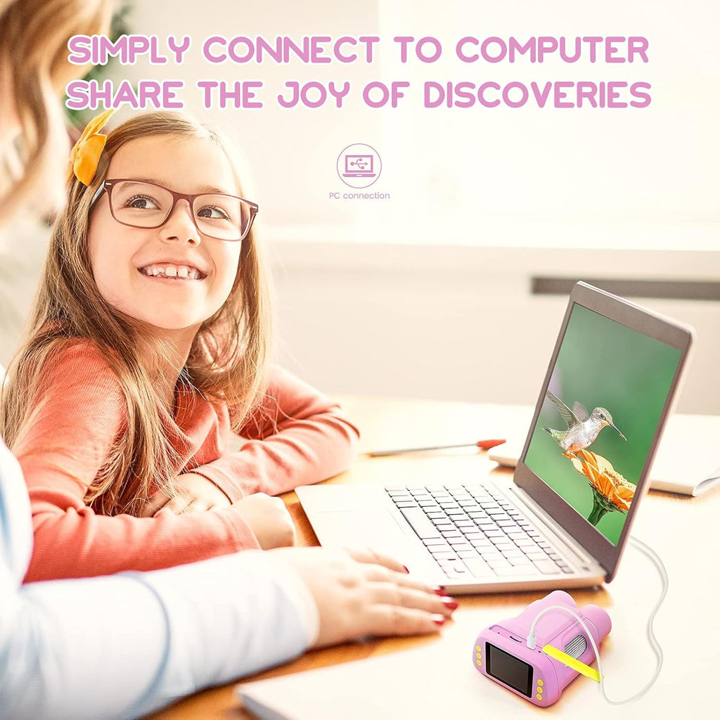 Portable Handheld Kids Microscope 2 LCD Pink X7757