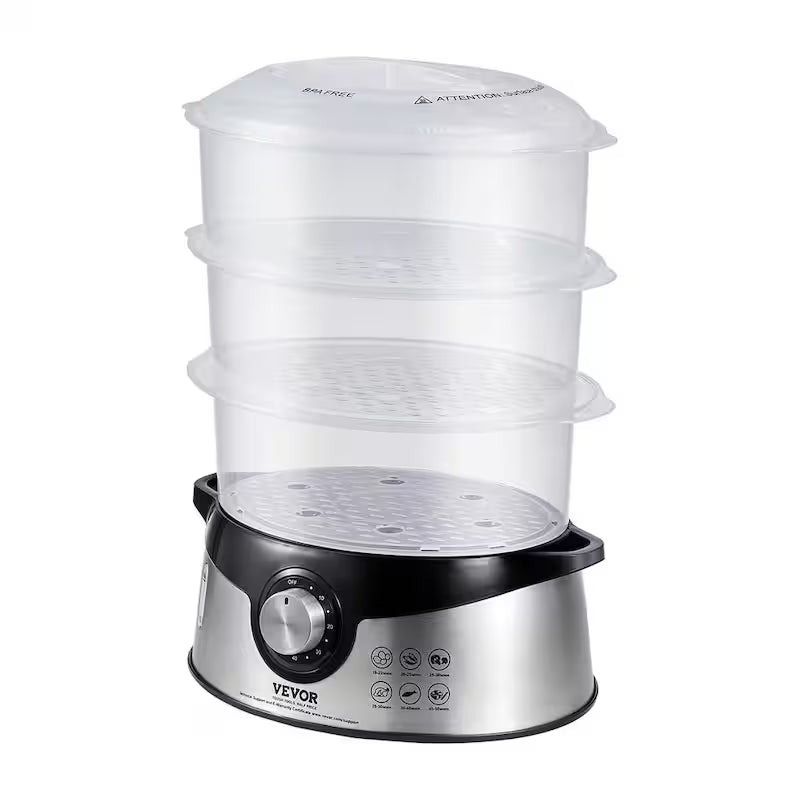 9.5 Qt Electric Food Steamer with 3-Tier Trays C986