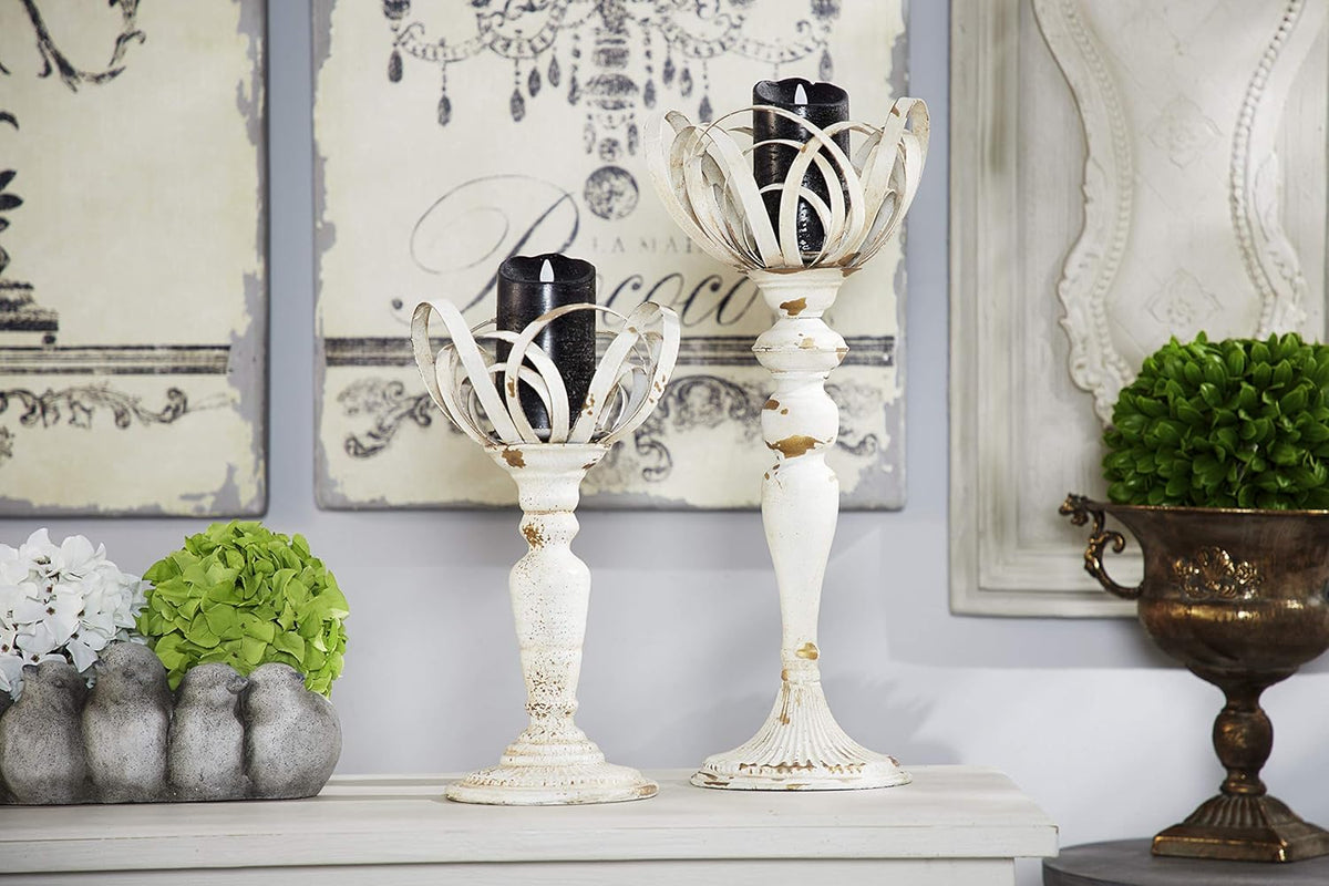Metallic Gold Feather Candle Holder with Hurricane Glass Z33072