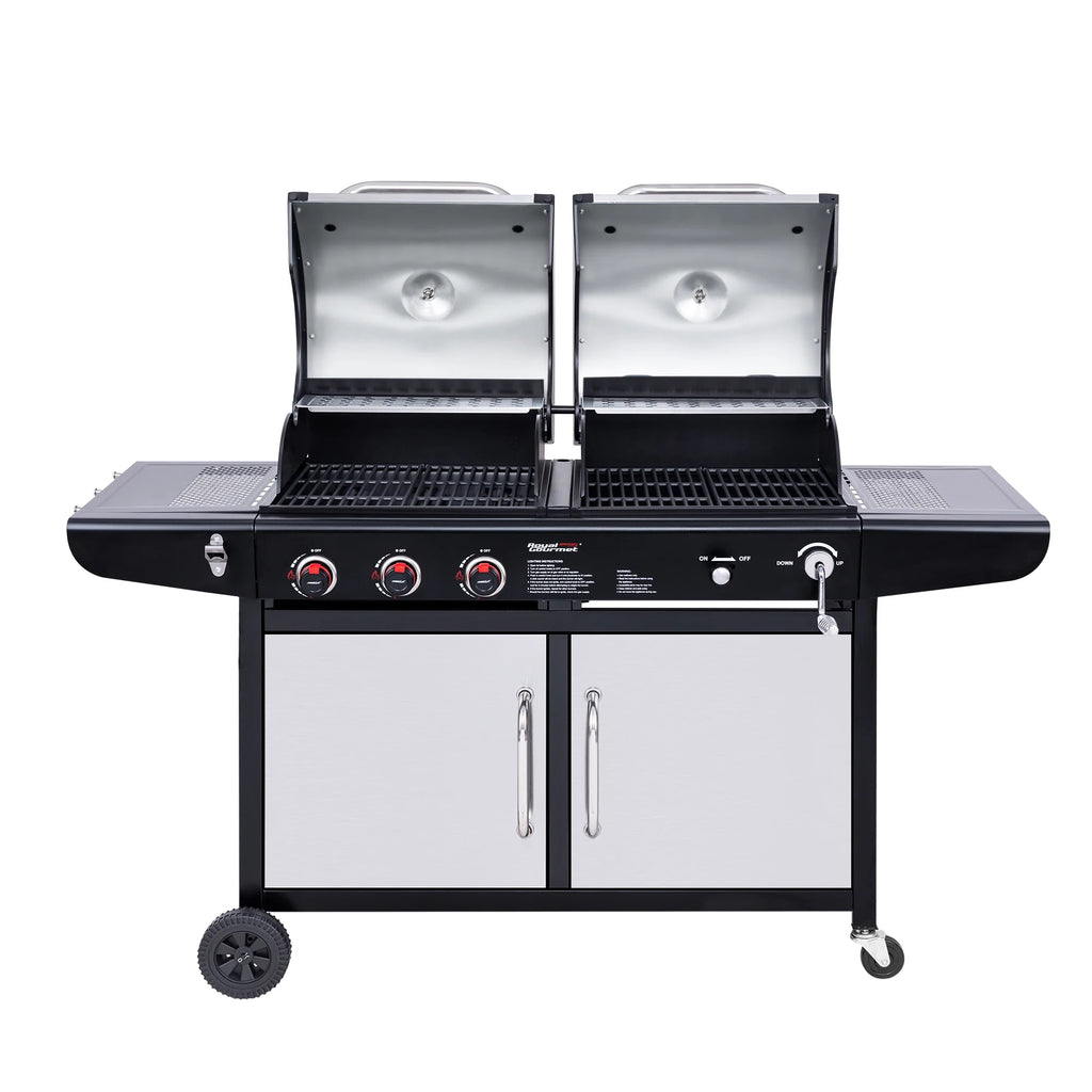 3-Burner Dual Fuel Gas and Charcoal Grill Combo S922