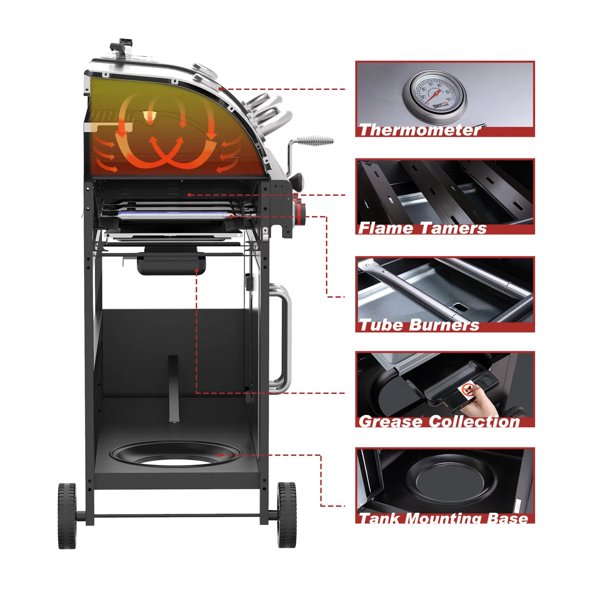 3-Burner Dual Fuel Gas and Charcoal Grill Combo S922