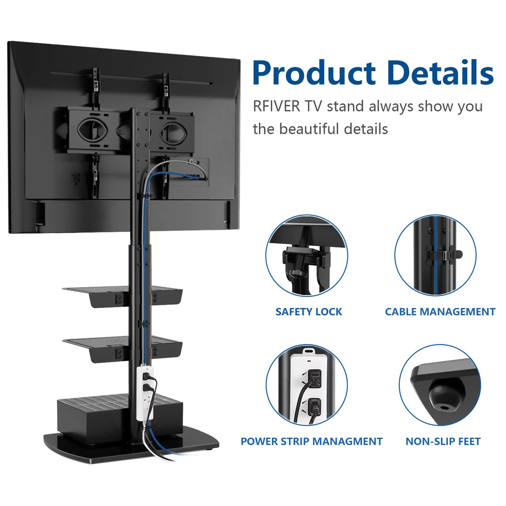 Black Metal Floor TV Stand up to 65 inch B554797