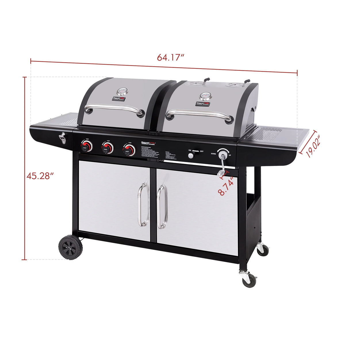 3-Burner Dual Fuel Gas and Charcoal Grill Combo S922