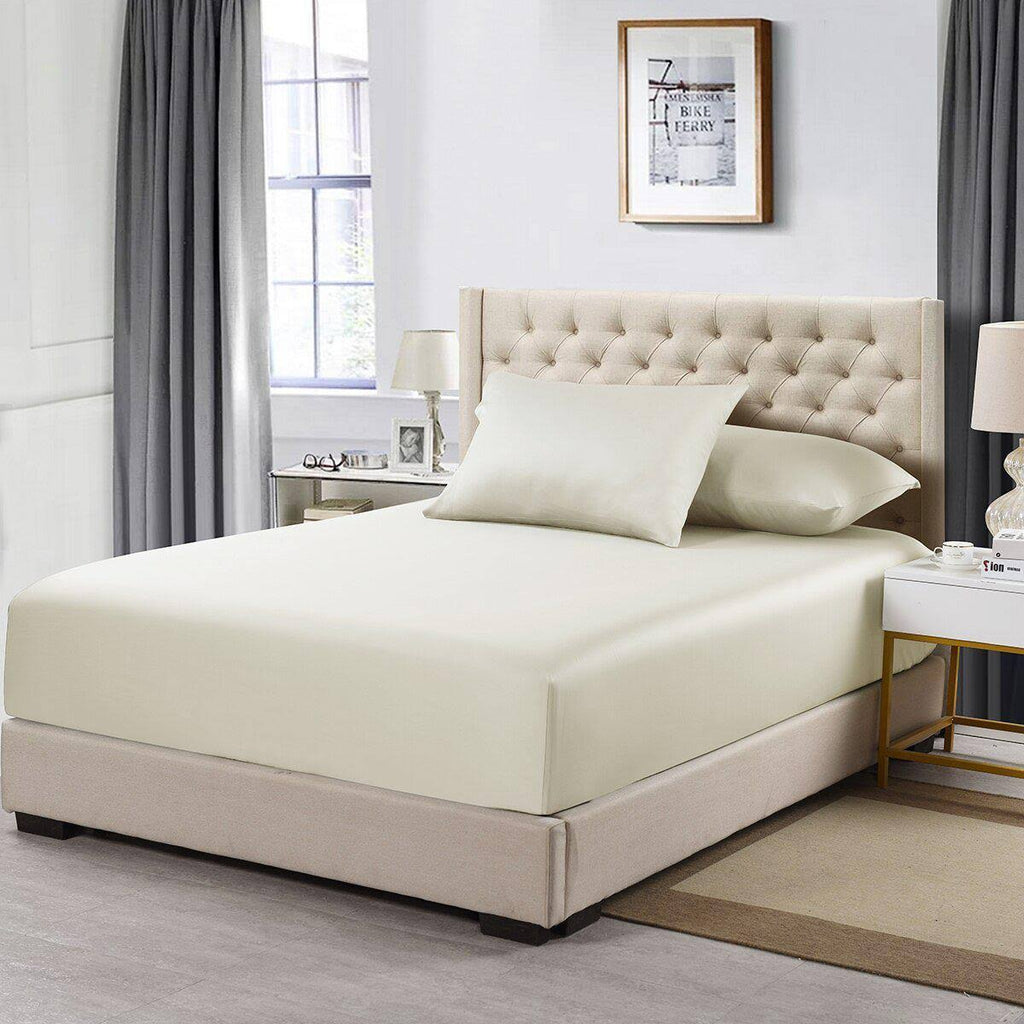 California King Fitted Sheet 600 Thread Count Ivory D78245