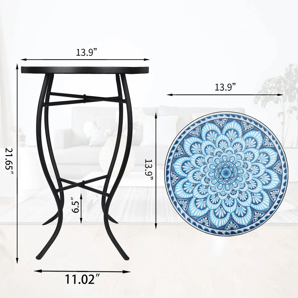 Outdoor Mosaic Glass Metal Side Table I328978
