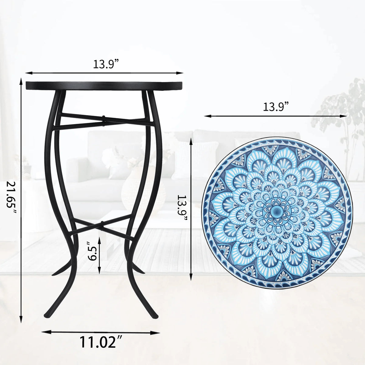 Outdoor Mosaic Glass Metal Side Table I328978