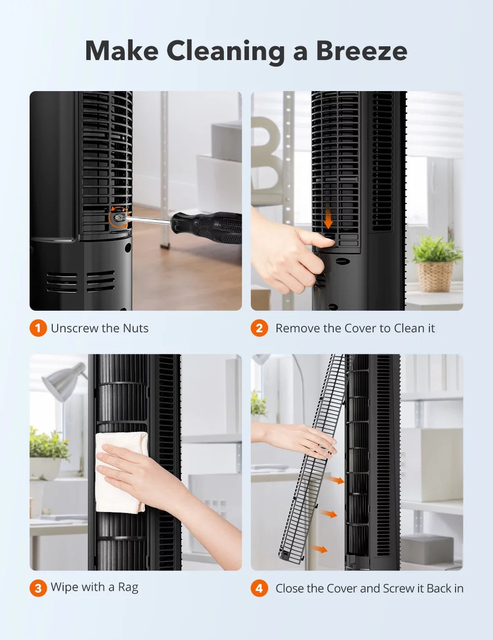 Bladeless Oscillating Tower Fan with Remote L392850