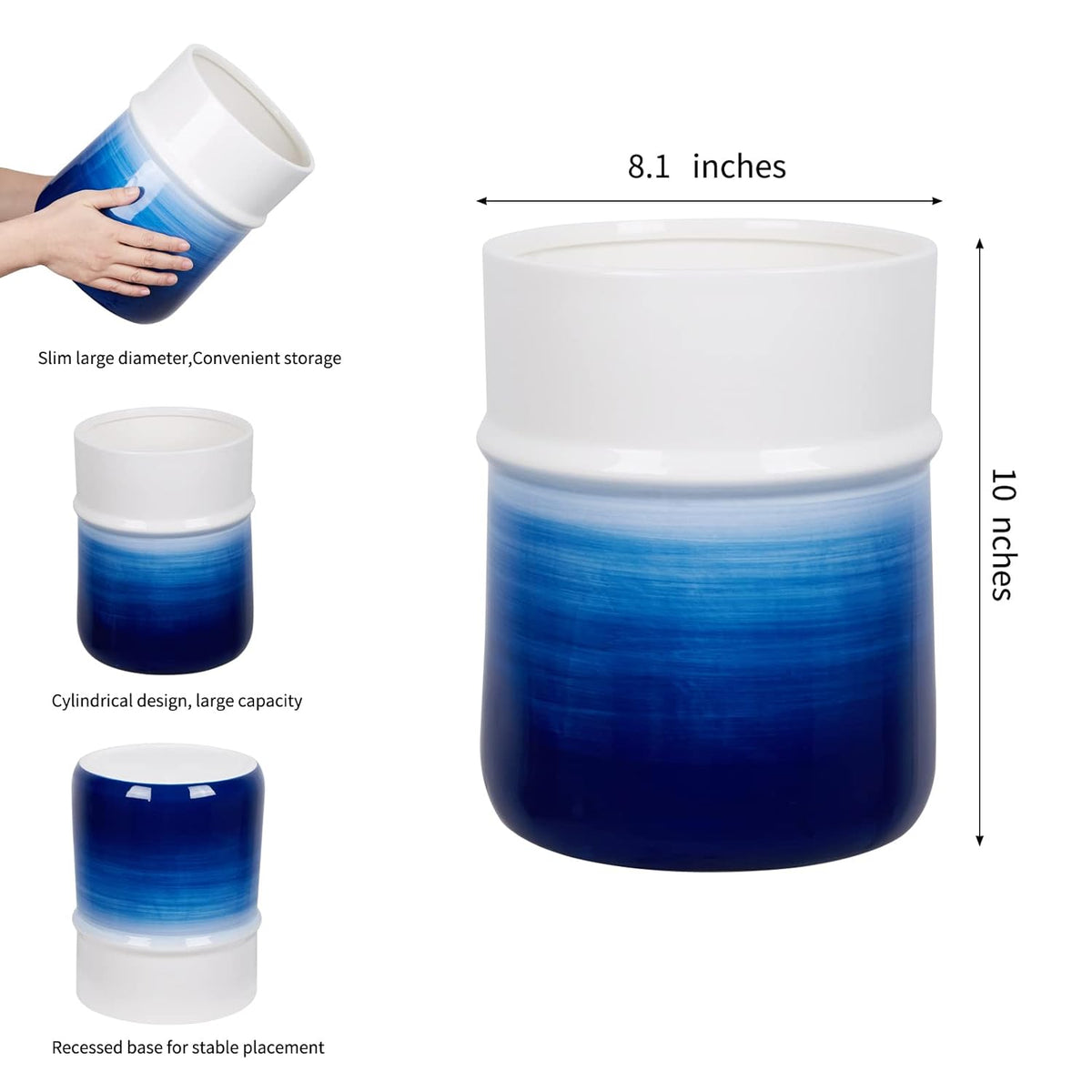 Round Small Navy Blue Trash Can O130441