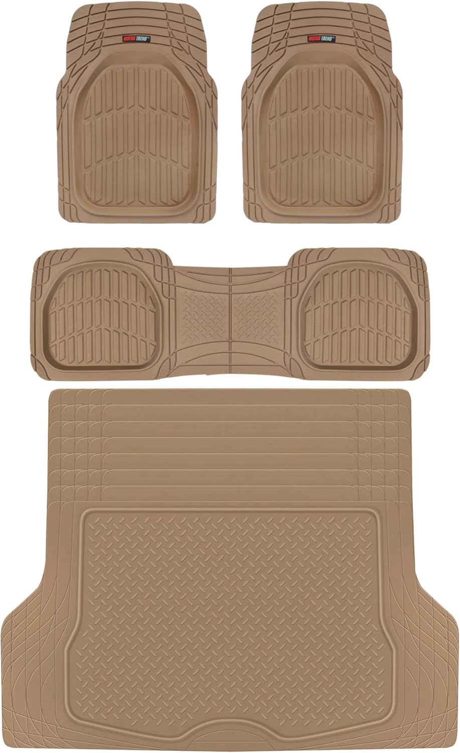Rubber Car Floor Mats with Trunk Mat Cargo Liner, Front & Rear Combo Set X4962