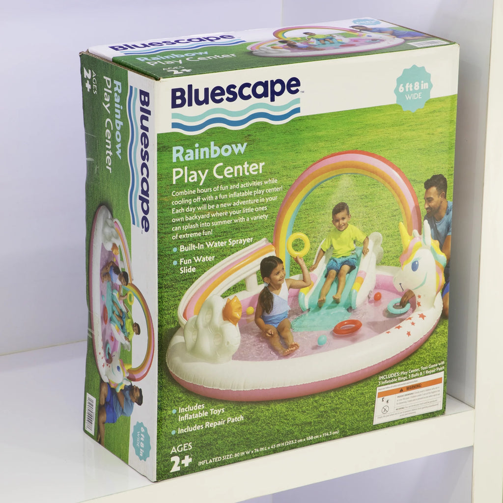 Rainbow Unicorn Kids Splash Pool with Sprinkler W945151