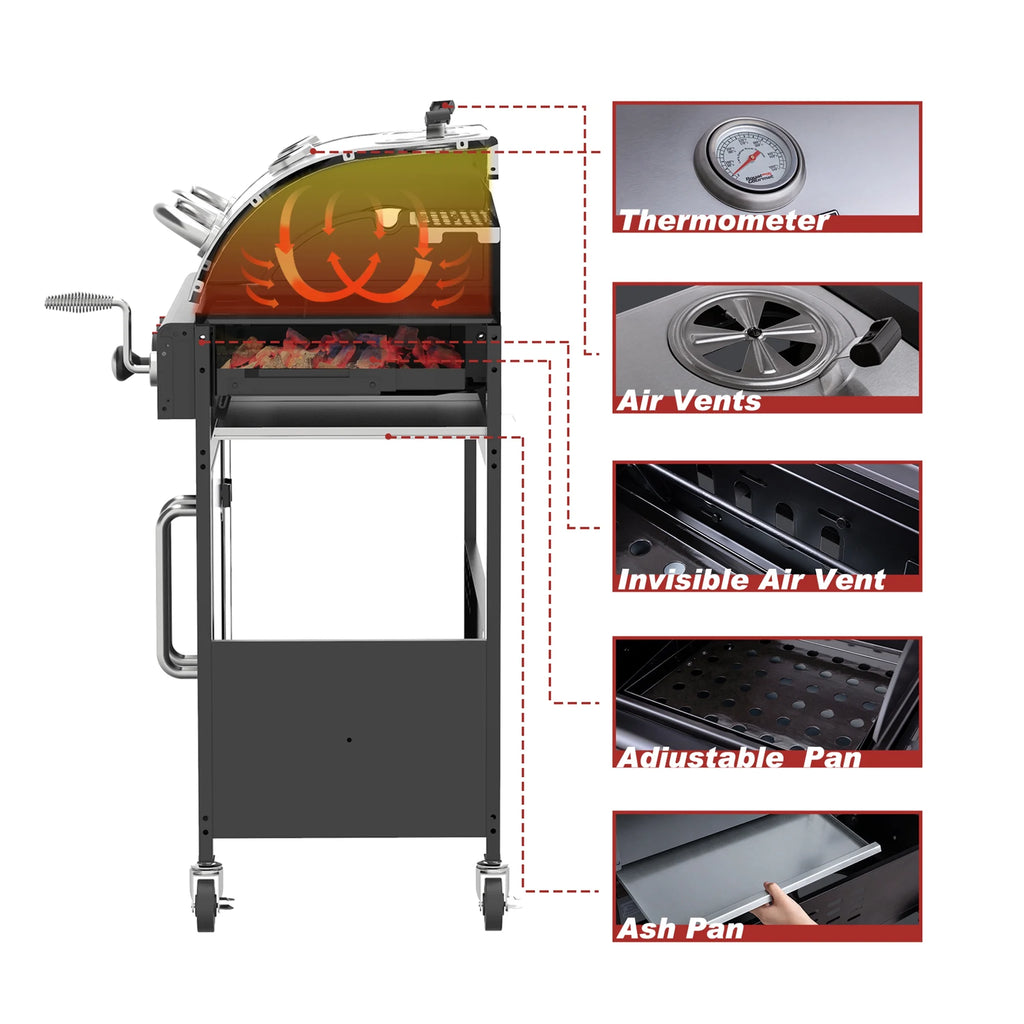 3-Burner Dual Fuel Gas and Charcoal Grill Combo S922