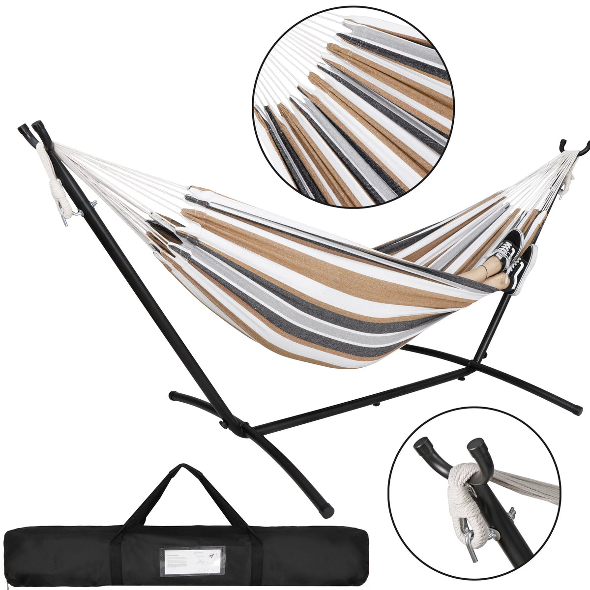 9FT Brazilian Double Hammock Stand with Carry Bag H160519